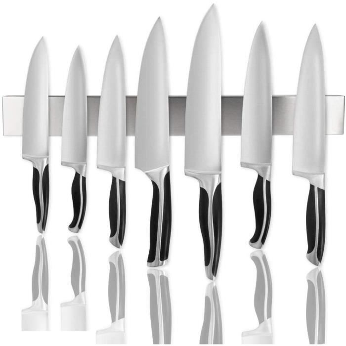 porte-couteaux magnétique barre à couteaux aimantée acier inoxydable pour support ustensiles de cuisine et outils mural