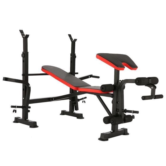 Banc de Musculation Pro Multifonction Pliable Hauteur Réglable MAX150+100KG 140x152x128cm CAROMA