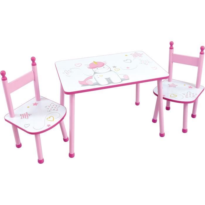 FUN HOUSE Licorne 713194 TABLE RECTANGULAIRE + 2 CHAISES pour enfant