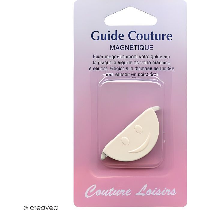 Guide de couture point droit magnétique pour machine à coudre - Dimensions : 3,5 x 3,8 cm maximum - Matière : métal