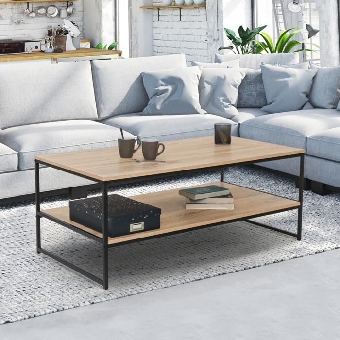 Table basse double plateau DETROIT design industriel