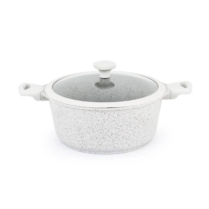 FAITOUT EN FONTE D'ALUMINIUM 28CM ASPECT PIERRE MODÈLE CINDY_FT28TFI