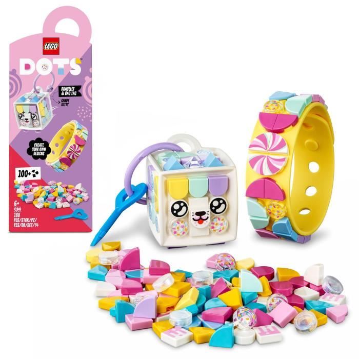 LEGO® 41944 DOTS Bracelet Candy Kitty et Porte-Clés, Set Artisanat Bijoux et Accessoires 2 en 1, Kit de Bricolage pour Enfants