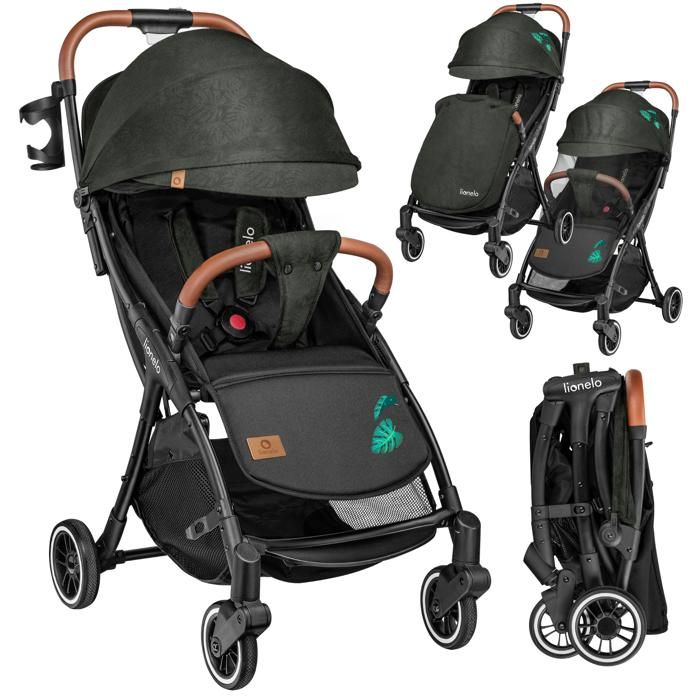 LIONELO Poussette compacte légère Julie One pliable avec accessoires - Vert