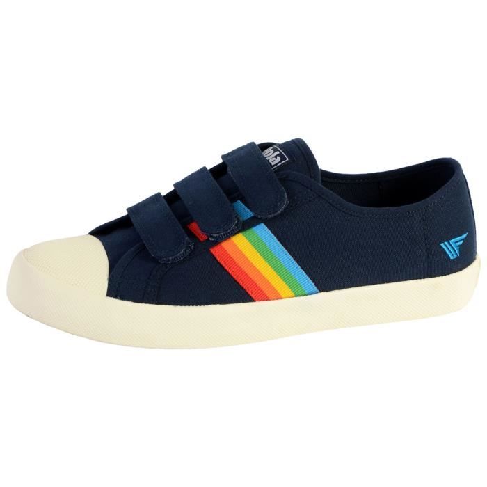 Tennis Basket Basses Gola Coaster Rainbow Velcro Navy Multi Femme
