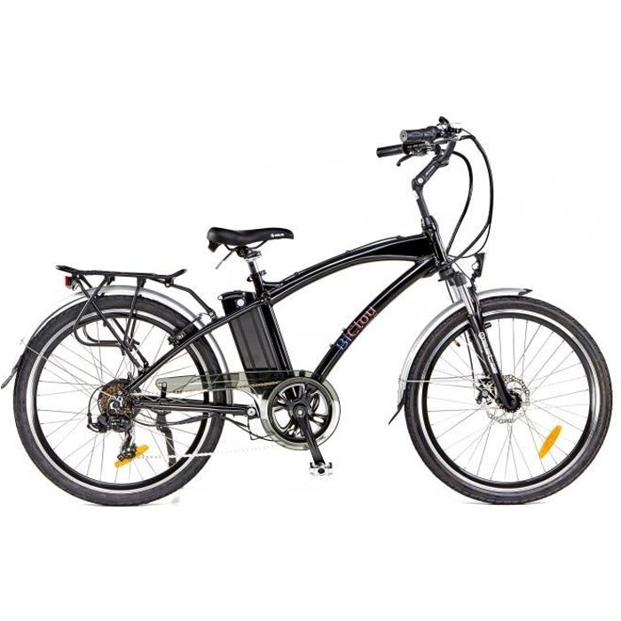 Vélo électrique BiClou Classic 26 noir : mot. roue arrière 250W batterie 374Wh - roues 26 pouces - autonomie 40km - garanti 3 ans