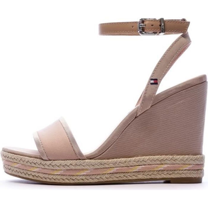 Sandales compensées rose femmes Tommy Hilfiger