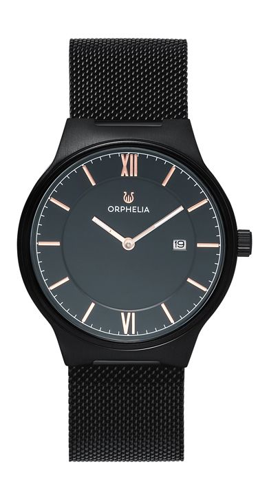 ORPHELIA - Montre Hommes - Quartz - Analogique - Bracelet en Acier inoxydable - Noir - OR62802