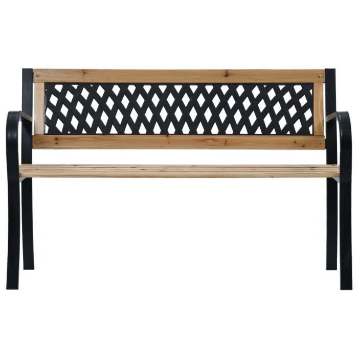 GES Banc de jardin - 120 x 53 x 77 cm - siège en bois et dossier en plastique et cadre en acier