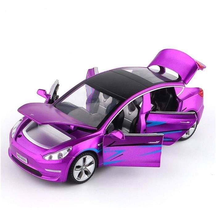 Modèle De Voiture 1.32 Tesla Modèle X Modèle 3 Modèle S Modèle De Voiture en Alliage Verse Pression pour Jouets Enfants - violet