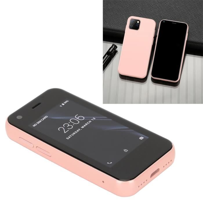 LIZ XS11 Mini téléphone portable 2,5 pouces WiFi GPS 1 Go 8 Go Quad Core pour téléphone intelligent Android pour étudiants (rose)