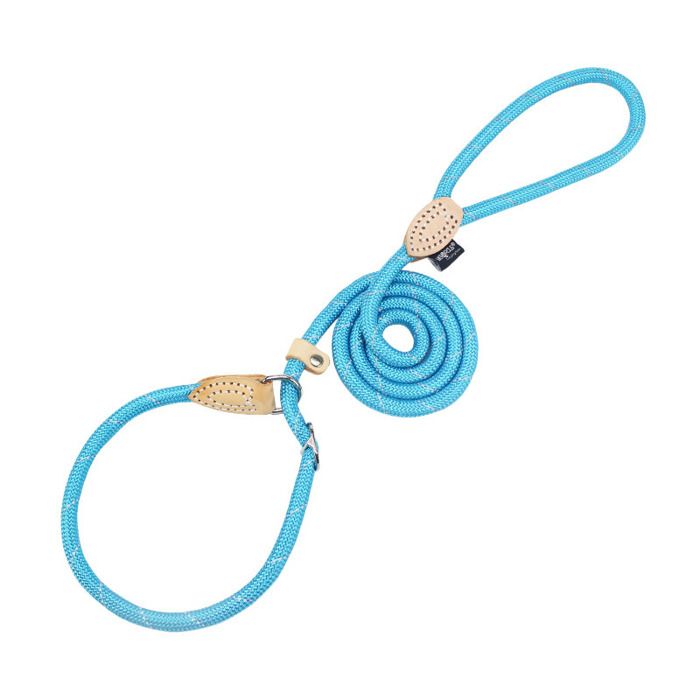 Laisse de dressage pour chien avec boucle réfléchissante – 06 cm de diamètre x 150 cm de long (bleu)