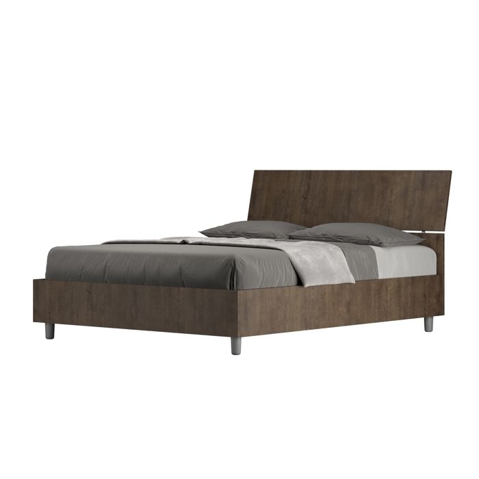 Lit double 140x200 - Ityhome - Demas - Tête de lit inclinée - Bois mélaminé - Style contemporain Lit double 140x200 - Ityhome - Demas - Tête de lit inclinée - Bois mélaminé - Style contemporain