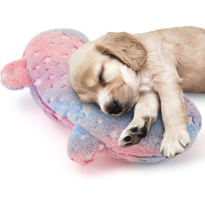 Comparer les prix de Coussin apaisant pour chien brille dans le noir lavable en machine coussin pour le cou du chien meilleur sommeil (moyen rose)