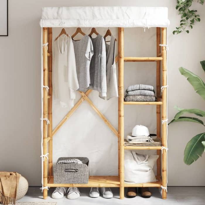 vidaXL Garde-robe 110x45x170 cm bambou armoire de rangement organisateur de garde-robe armoire placard garde-robe de 368043