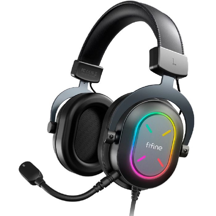 Fifine H6X Casque de jeu professionnel USB RGB
