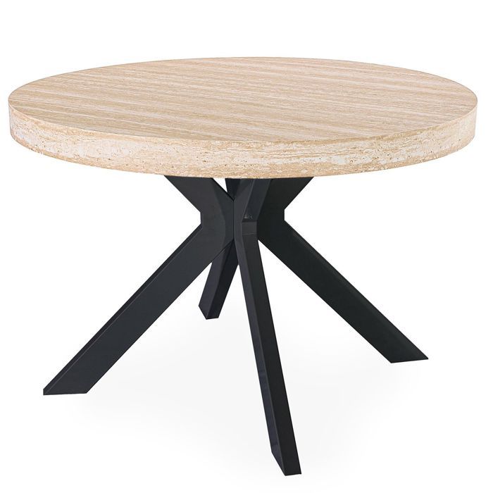 Table Ronde Extensible Weba MENZZO Table ronde extensible 110-260cm Myriade Effet travertin Beige ...