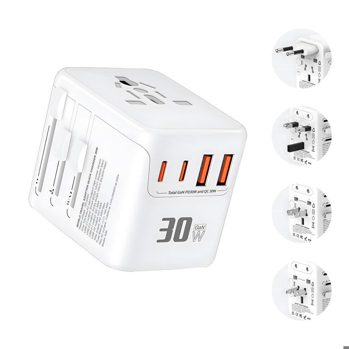 Adaptateur De Voyage Europe Vers Afrique Du Sud Type M - 1 Pièce - Pour Afrique Du Sud, Namibie, Botswana