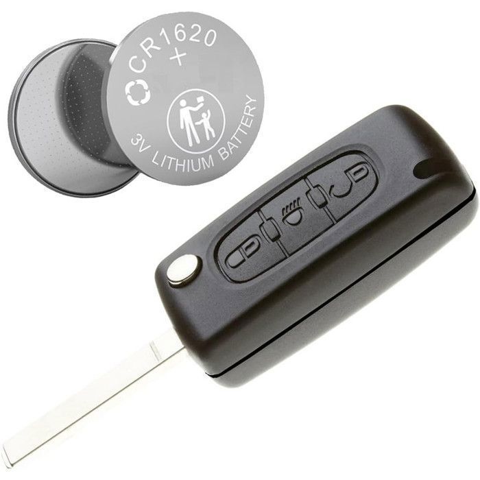 Coque Télécommande Peugeot 106 206 306 - Avec Pile, Lame Et Switchs - Remplacement Clé Plip