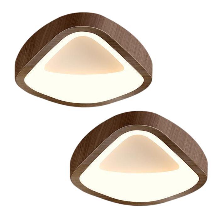 WOTTES Plafonnier LED Style Moderne - 12W Blanc chaude IP54 Imperméable Lampe de Plafond Pour Bureau Cuisine - 2pcs Noyer Ø20CM