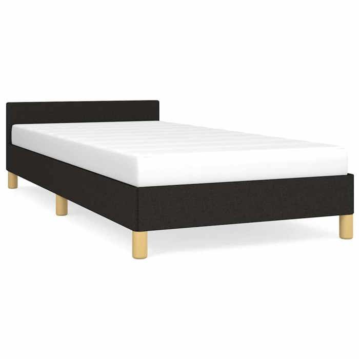 BEST-HOME Meuble de chambre - UU - Cadre de lit avec tête de lit sans matelas - noir 90x190 cm tissu HH14168