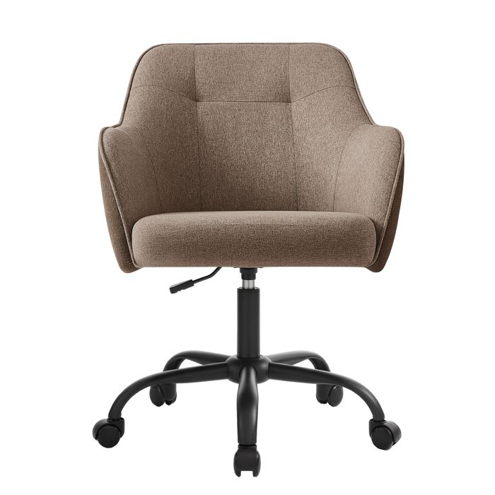 Chaise de Bureau Fauteuil dAppoint pour le Bureau à Domicile en Tissu Coton-Lin Hauteur Réglable Gris Chaise de Bureau Fauteuil dAppoint pour le Bureau à Domicile en Tissu Coton-Lin Hauteur Réglable Gris