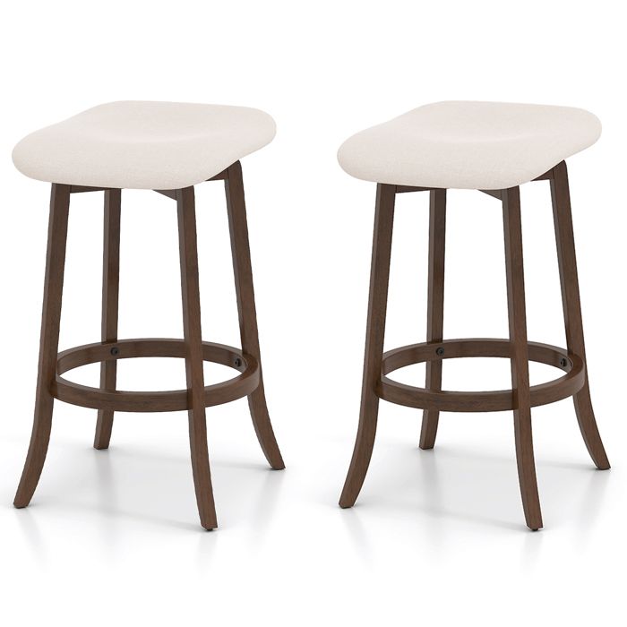 GIANTEX Tabourets de Bar- Lot de 2 Chaises de Bar Hautes- Siège Pivotant à 360°- Structure en Bois dHévéa- Repose-Pieds
