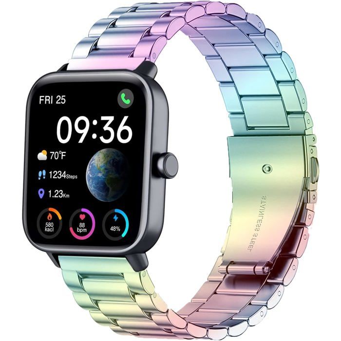 Bracelet en acier inoxydable pour montre connectée-KAL-Bracelet Métal Acier Inoxydable 22mm pour Veryfit/Gloryfit Smartwatch