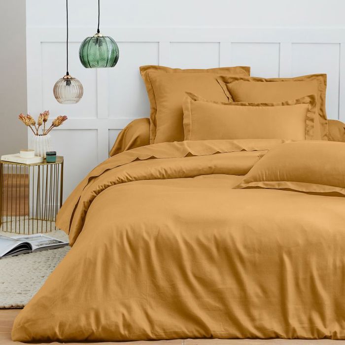 Parure de draps 6 pièces Premium pour lit 140 x 190 cm Coton Pur - Prémium Miel - Parure de draps 6 pièces Premium pour lit 140 x 190 cm Coton Pur - Prémium Miel -