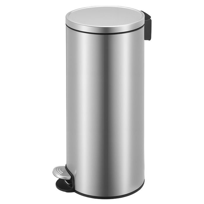 Poubelle à Pédale Rond Seau Intérieur Amovible Fermeture en Douceur 30 L Argent
