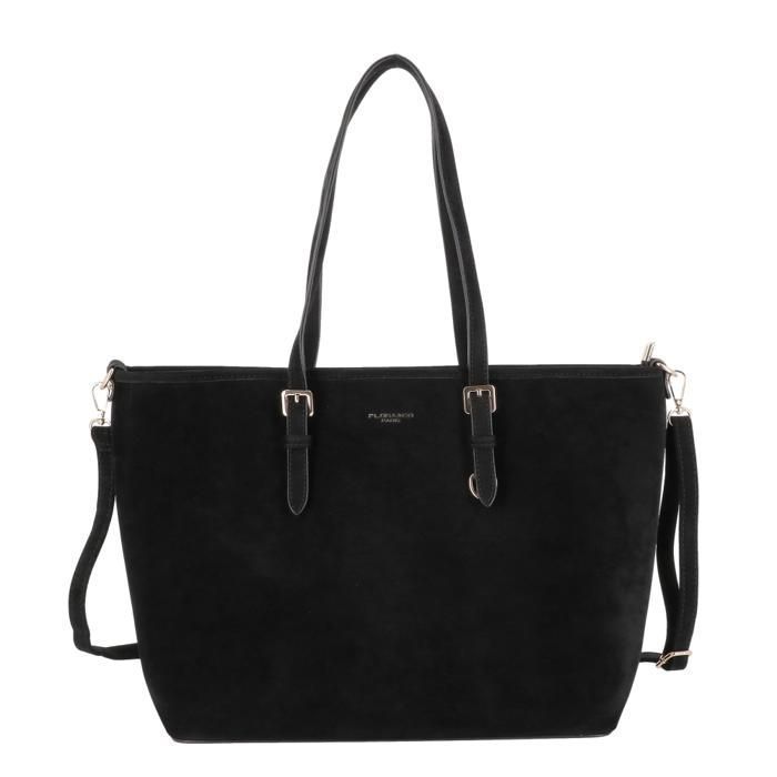 Grand sac cabas femme similicuir daim - Sac de shopping bandoulière - Compactible document A4 - Noir Grand sac cabas femme similicuir daim - Sac de shopping bandoulière - Compactible document A4 - Noir