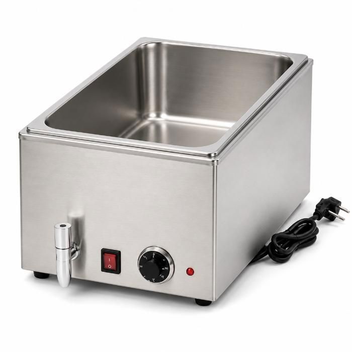 Bain-Marie Électrique Inox GN 1/1 avec Robinet de Vidange – Thermostat Réglable – 1200 W