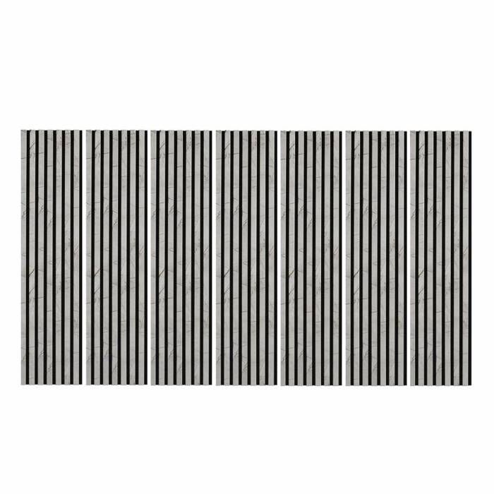 Lot de 7 panneaux muraux à tasseaux bois – DECOON – 120 x 30 x 1 9 cm – Tête de lit – Lamelles décor marbre gris – 2 52 m²