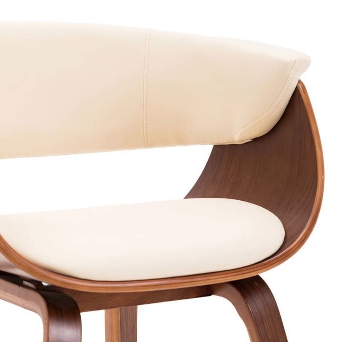 1 PC Chaise de repas - Moderne - Chaise cuisine/salon - crème bois courbé et similicuir 59.5x51x72 cm C9