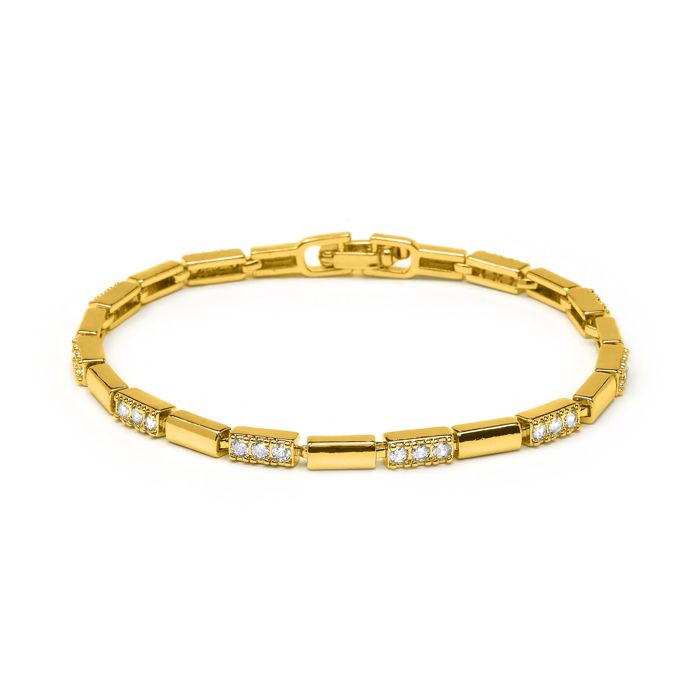 Bracelet - LUXENTER - Tavli - Or jaune 18 carats - Zircone cubique brillante - 18 cm Bracelet - LUXENTER - Tavli - Or jaune 18 carats - Zircone cubique brillante - 18 cm
