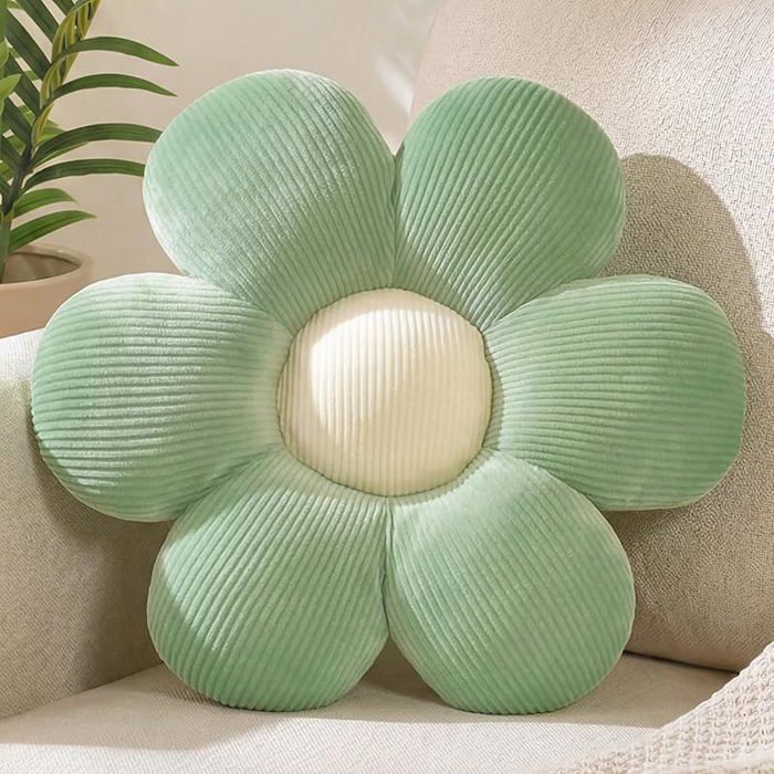 Coussin décoratif en forme de marguerite vert pour lit canapé chaise 38 cm (vert) Vert