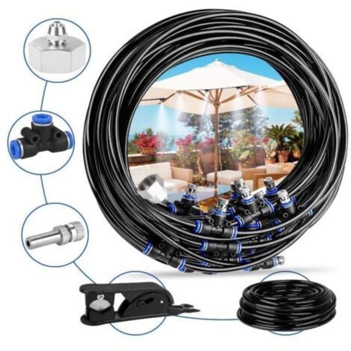 AIMOONSA Brumisateur de Terrasse 15M 15Buse Systme de Brumisation Brumisateur Jardin Refroidissement avec Tuyau Durable et Buses A