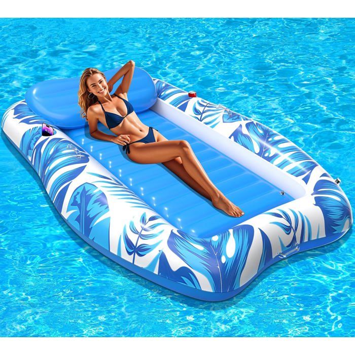 Matelas Gonflable De Piscine Avec Arroseur – 200x124 Cm – Porte-gobelet Et Dossier – Pour Adulte