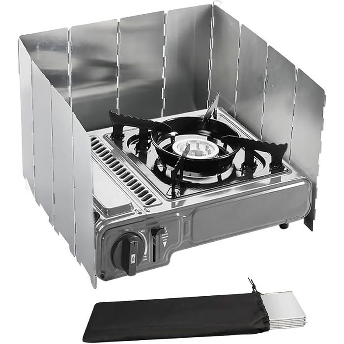 Pare Vent Pliable 12 Pques Aluminium Pare Brise de Réchaud de Camping Portable Stove Pare Brise Protection Antivent