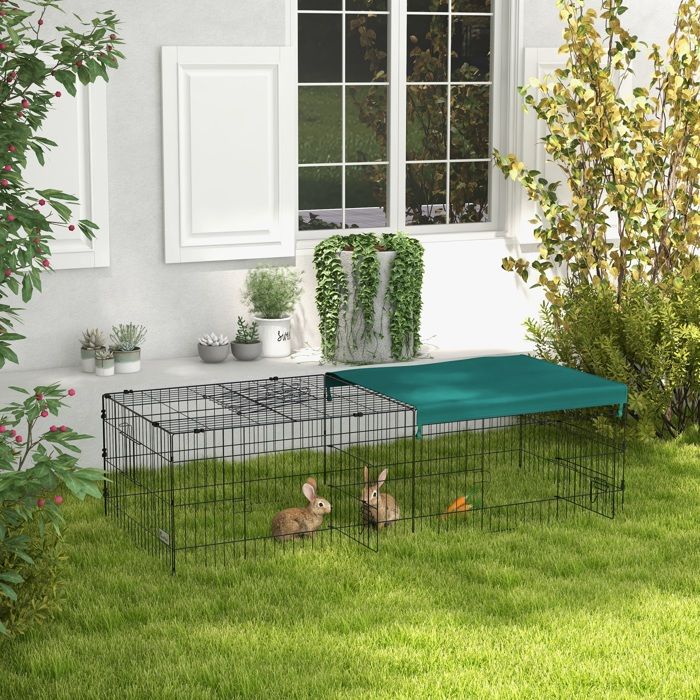 Enclos pour petits animaux 185 x 75 x 50 cm vert et noir pour lapins nains