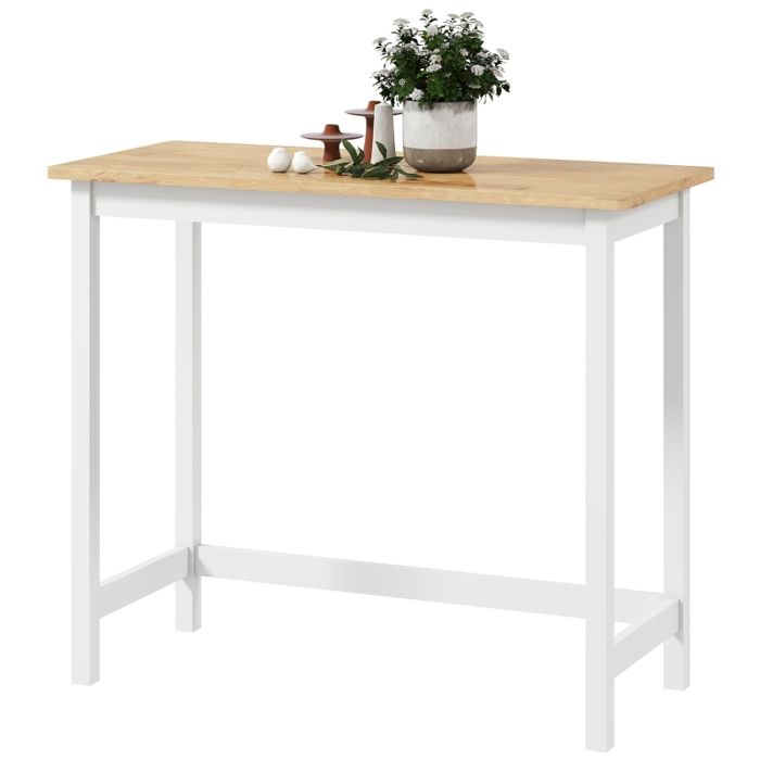 Table de bar compacte - Aspect chêne - Bois d’hévéa - Place pour 2 personnes - Format compact - 108 x 48 x 91 cm