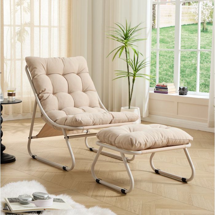 Fauteuil de relaxation 65x78x86 cm beige – avec ottoman sans accoudoirs