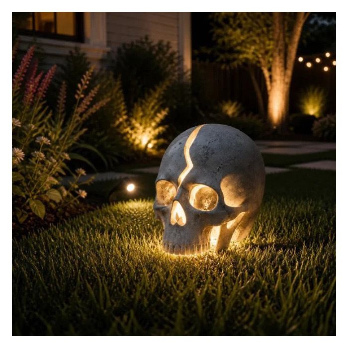 Figurine crâne Halloween en résine blanche - Décor de table - Accessoire de fête - Artisanat créatif