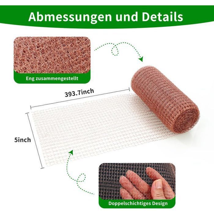 Filet Cuivre Anti Limace - [Liu®] - Barrière Escargots-Rats-127mm x 10m-Cuivre Pur