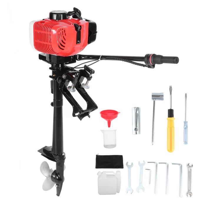 Moteur hors-bord 2 temps 3,5 CV, 49 CC 40 cm à arbre court avec système CDI de refroidissement par eau pour bateau gonflable, kayak, canoë, bateau de pêche Moteur hors-bord 2 temps 3,5 CV, 49 CC 40 cm à arbre court avec système CDI de refroidissement par eau pour bateau gonflable, kayak, canoë, bateau de pêche