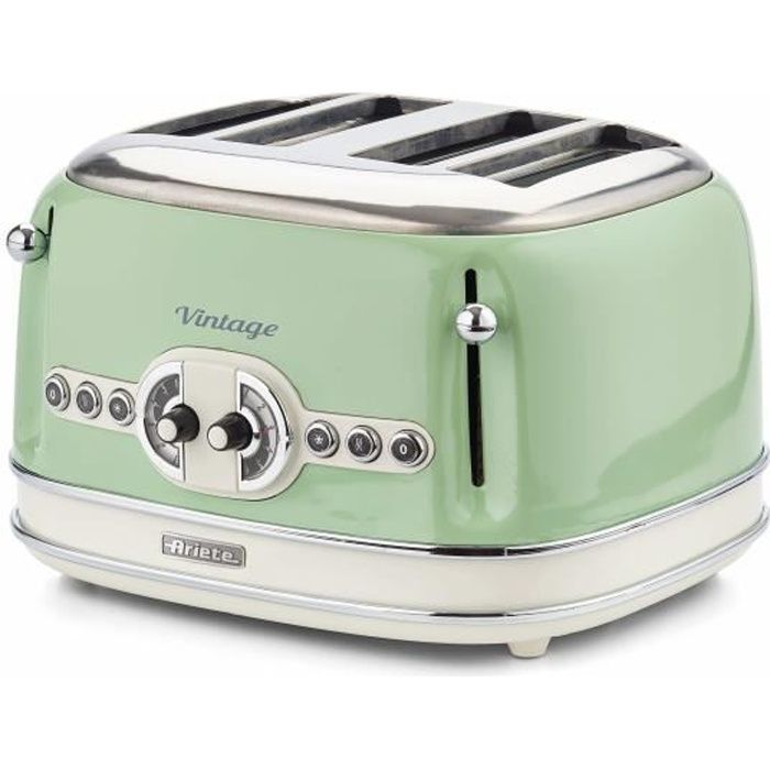 Vintage Style Rétro Gris Cuisine 2 Tranches Fente Acier Inoxydable Pain Grille-Pain Plateau