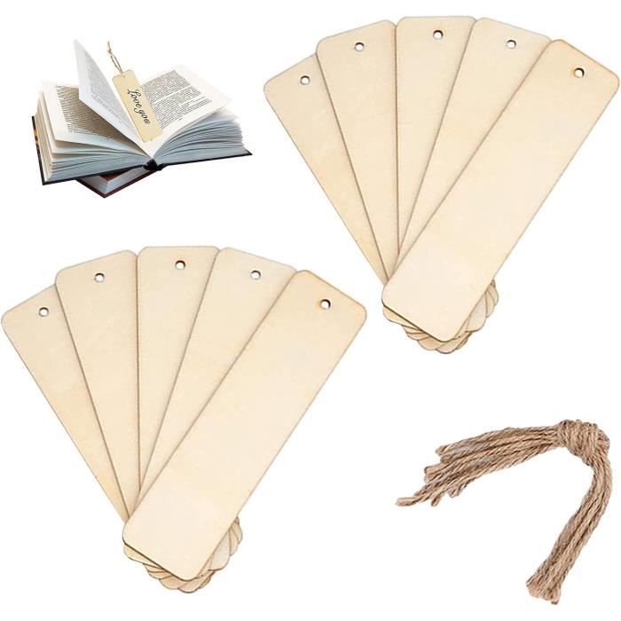 36 Pcs Marque-Pages Vierges en Bois Signet d’Artisanat Bois Étiquettes