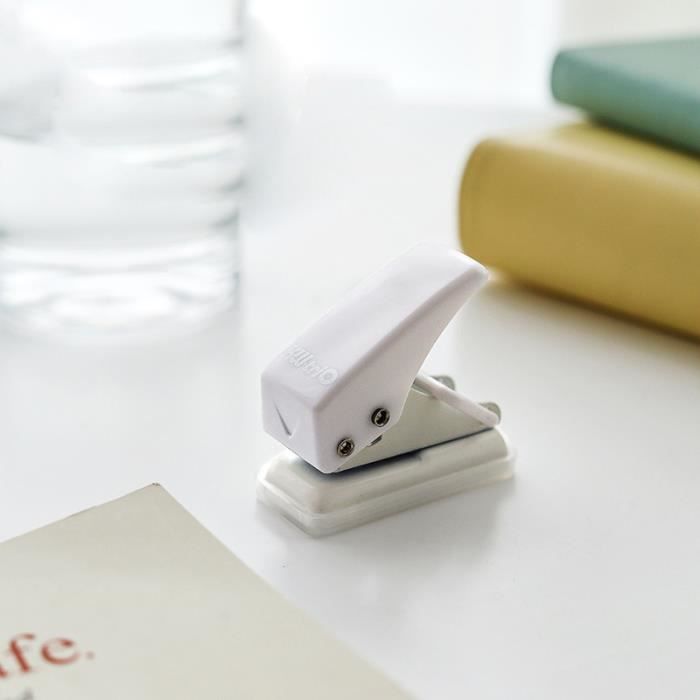 Perforatrice 1 Trou Réglable - Pour Bureau Et école, Blanc, Capacité 20 Feuilles, Avec Règle