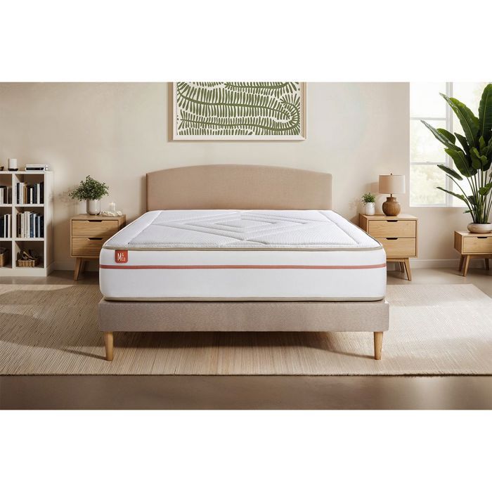 Ensemble LE PAISIBLE 180x200cm Mémoire de forme BioVisco - Ep. 24cm + sommier kit Beige Ensemble LE PAISIBLE 180x200cm Mémoire de forme BioVisco - Ep. 24cm + sommier kit Beige