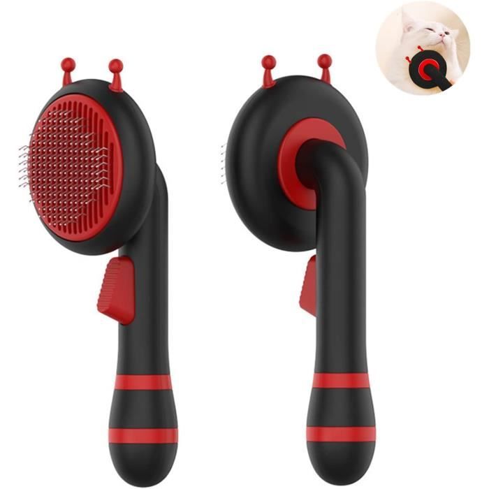 Lot De 2 Brosses Autonettoyantes Pour Chien Et Chat - Bouton Poussoir, élimine Les Poils Morts - Pour Poils Longs Et Courts, Matériau ABS Et Acier Inoxydable